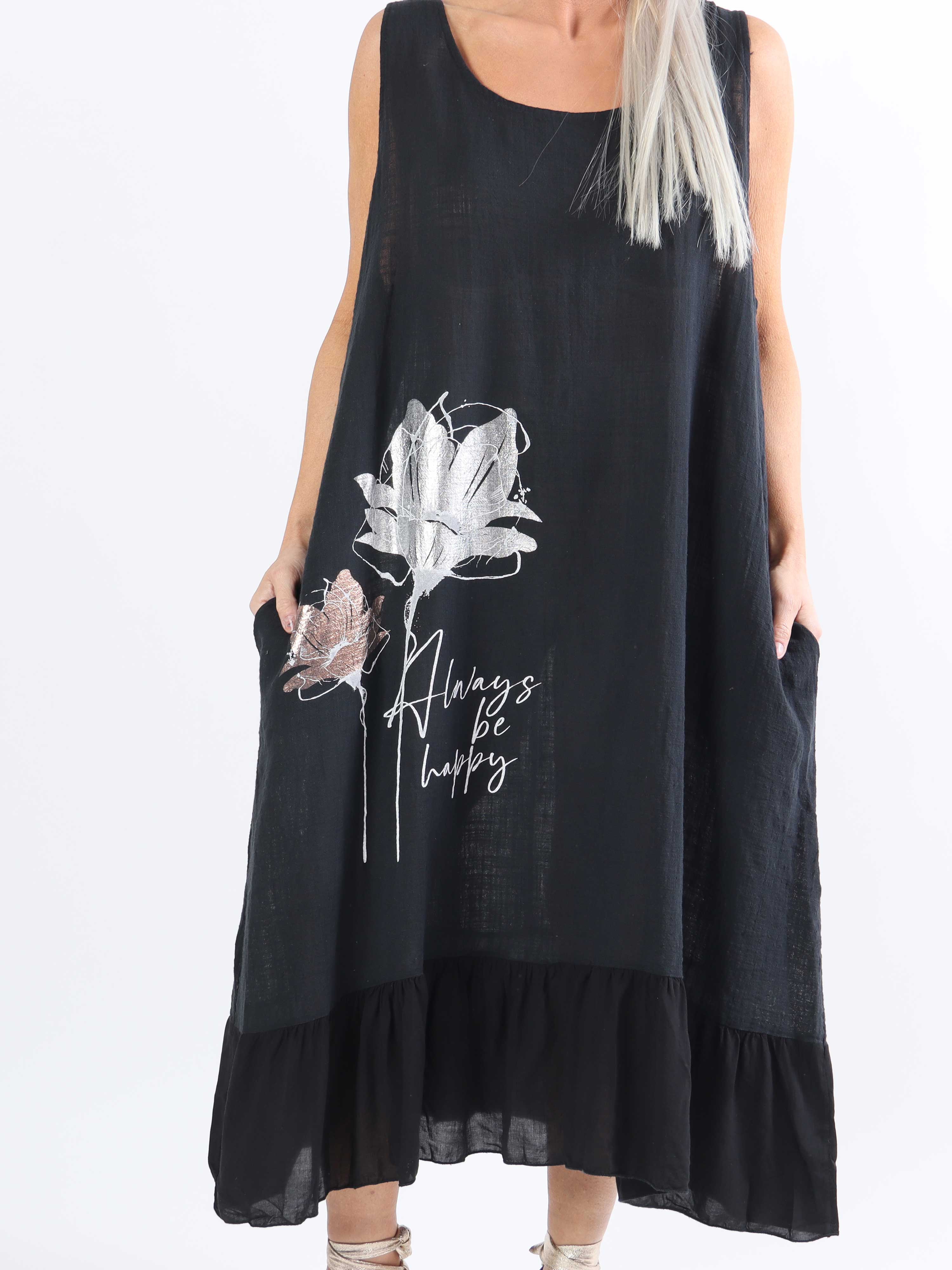 Mille - Plus size sommarklänning i linne med volang